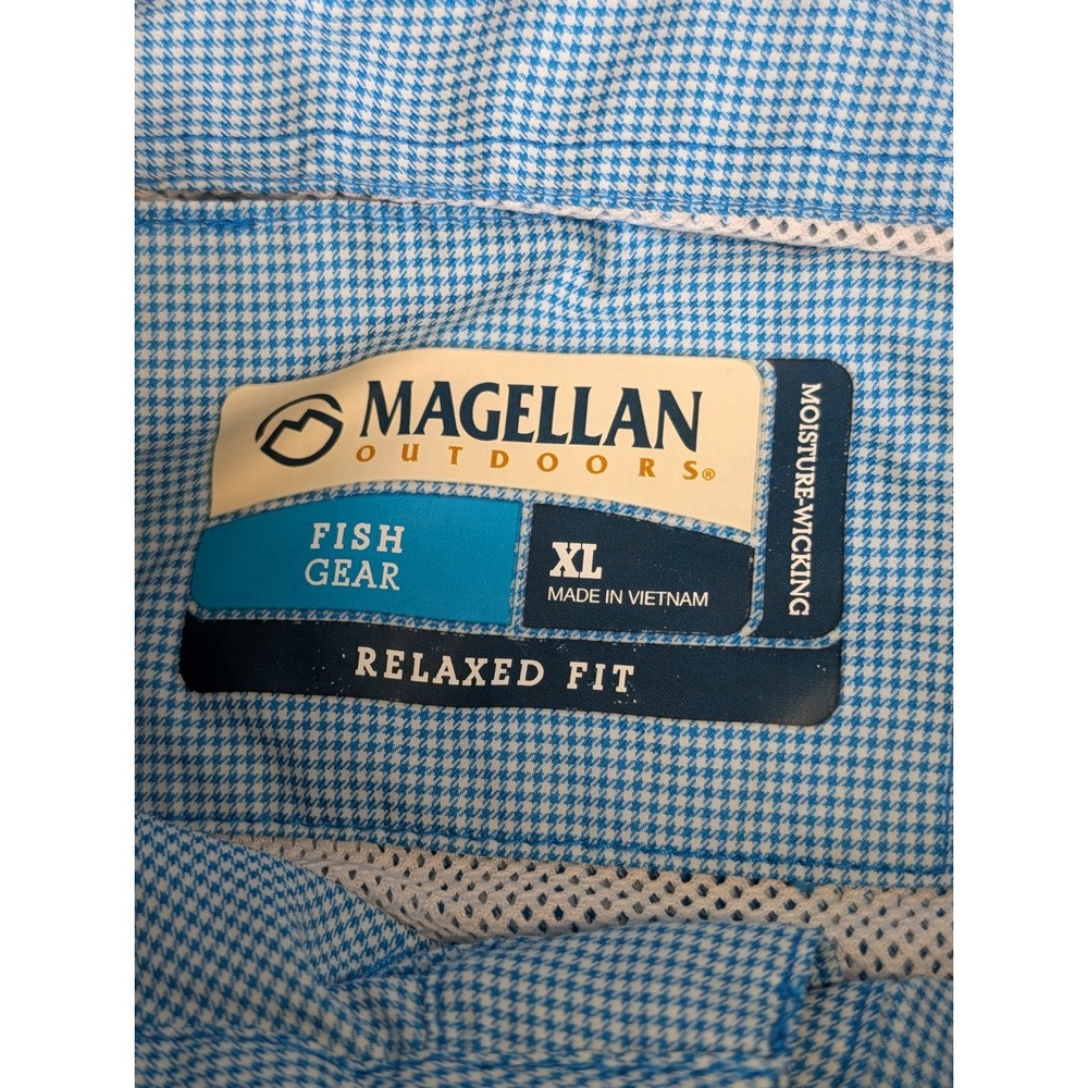Magellan Outdoors Men's XL Fish Gear Shirt Relaxed Fit Long Sleeve Blue Check - Picture 3 of 14